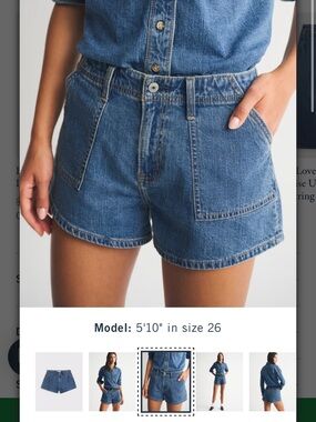 Abercrombie & Fitch Mid Wash Denim High-Waist Shorts - Blue